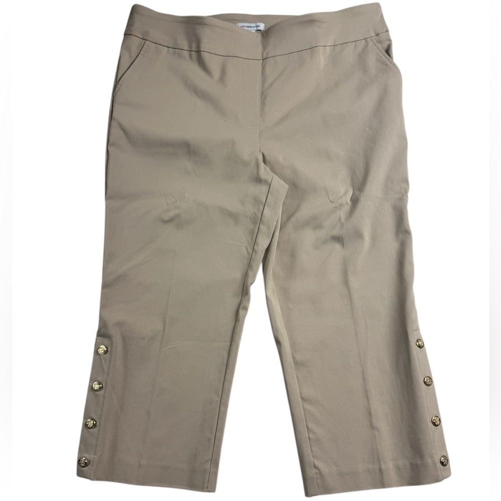 Liz Claiborne April Slim Leg Crop‎ Pants with Button Detail
